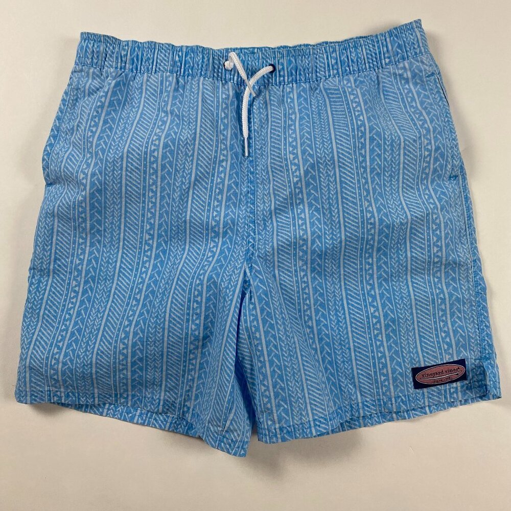 NWOT Vineyards Vines Swim Trunks Shorts Boys XL Mesh Lined Chappy Tribal Blue